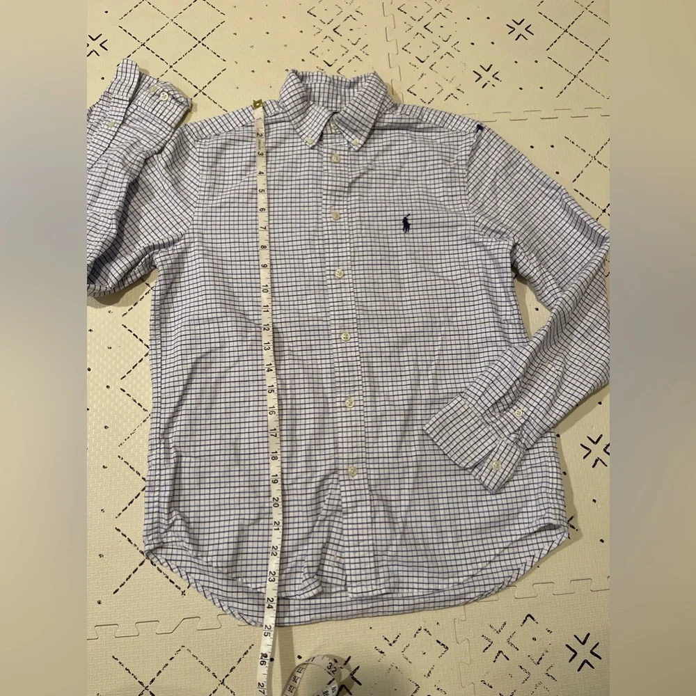 Polo Ralph Lauren Boys 116 Button Down Shirt Blue White‎ Navy Plaid Check